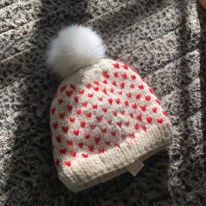 Anthro love pommed beanie NWT